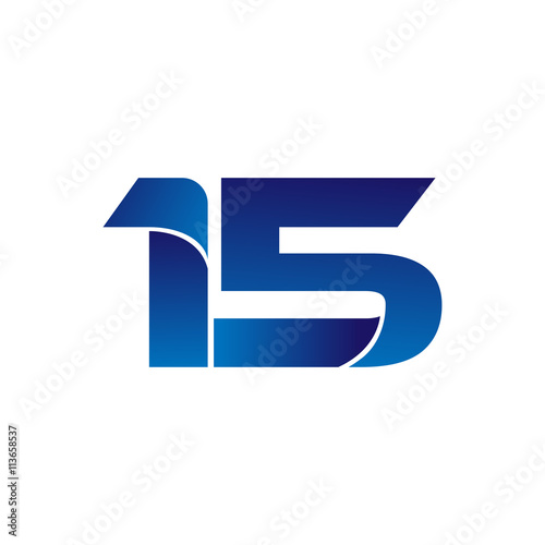 Simple Numbers Logo Vector Blue 15