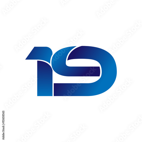 Simple Numbers Logo Vector Blue 19