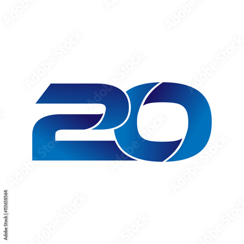 Simple Numbers Logo Vector Blue 20