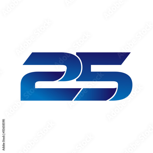 Simple Numbers Logo Vector Blue 25