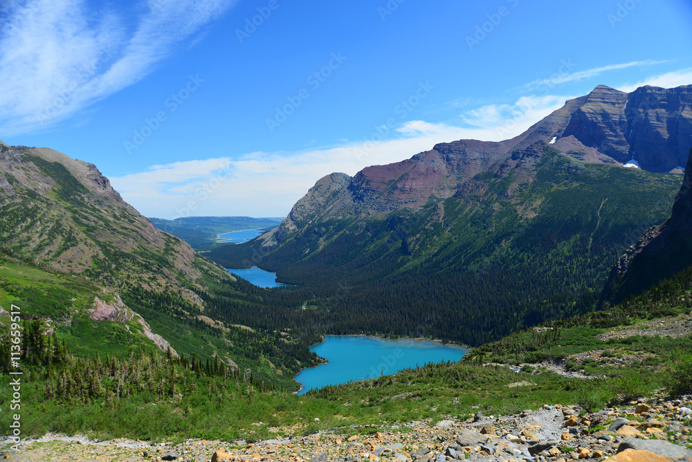 Grinnell lake in Glacier National Park in summer