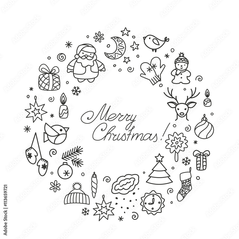 Backgrounds with icons - New Year, Christmas, winter Backgrounds with icons - New Year, Christmas, winter