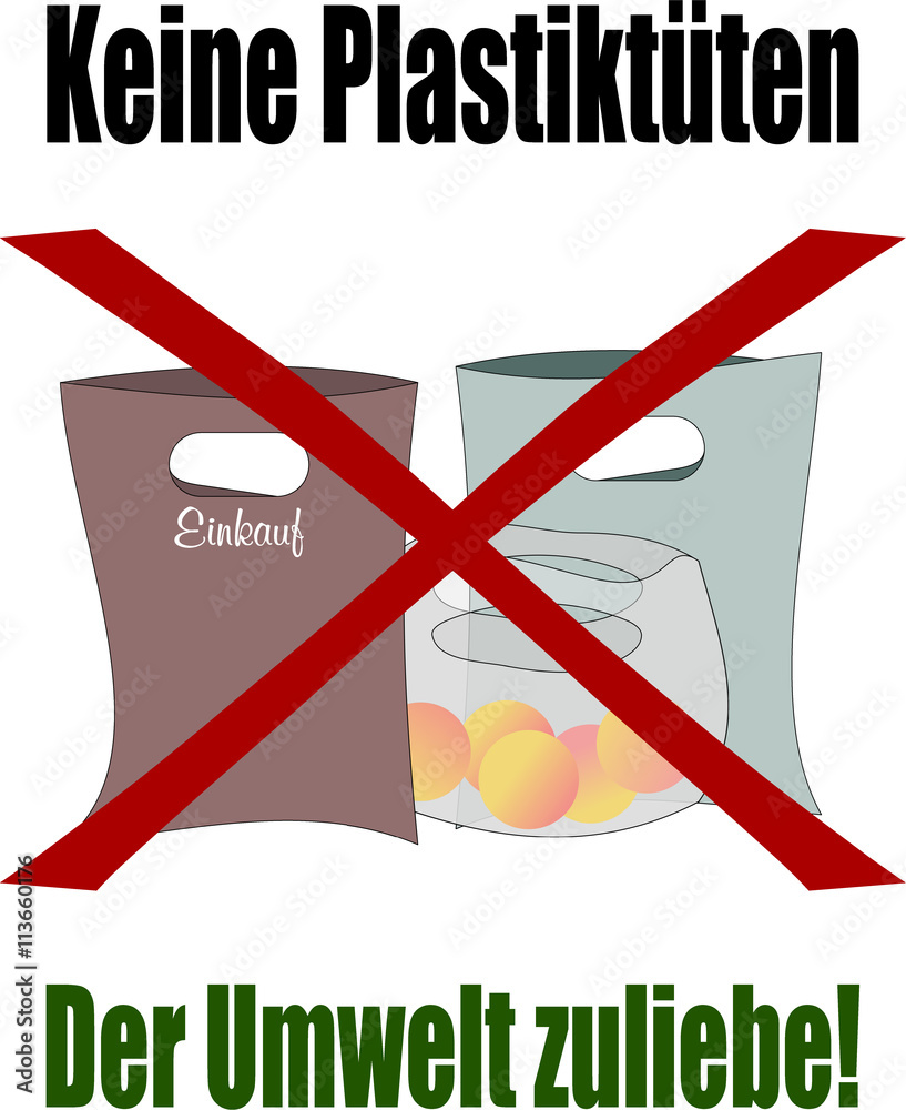 Keine Plastiktüten - Der Umwelt zuliebe! - Illustration Stock Vector |  Adobe Stock