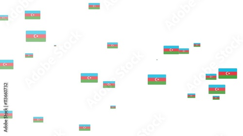 Isolated moving Azerbaijan heart flag particles on white background. Flags of  Azerbaijan. Azerbaijan national flags.