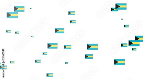 Isolated moving Bahamas heart flag particles on white background. Flags of  Bahamas. Bahamas national flags.