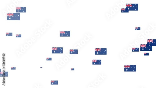 Isolated moving Australia heart flag particles on white background. Flags of  Australia. Australia national flags.