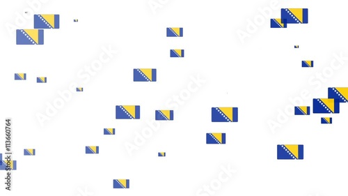 Isolated moving Bosnia and Herzegovina heart flag particles on white background. Flags of  Bosnia and Herzegovina. Bosnia and Herzegovina national flags.