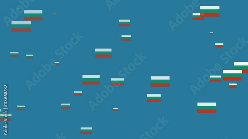 Isolated moving Bulgaria heart flag particles on blue background. Flags of  Bulgaria. Bulgaria national flags.