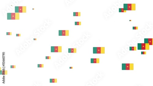 Isolated moving Cameroon heart flag particles on white background. Flags of  Cameroon. Cameroon national flags.
