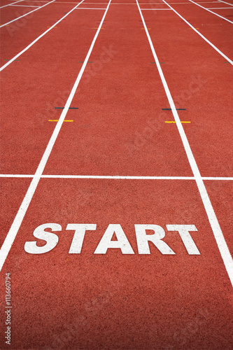 Run Track at Stadium with Start Word
