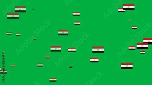 Isolated moving Egypt heart flag particles on green background. Flags of  Egypt. Egypt national flags.