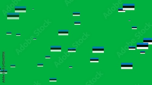 Isolated moving Estonia heart flag particles on green background. Flags of  Estonia. Estonia national flags.
