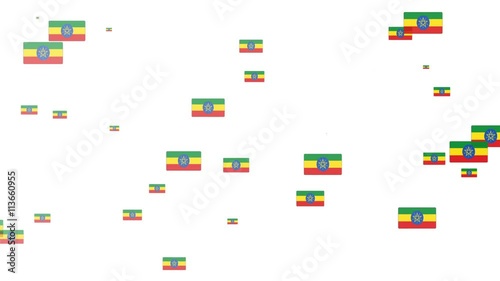 Isolated moving Ethiopia heart flag particles on white background. Flags of  Ethiopia. Ethiopia national flags.