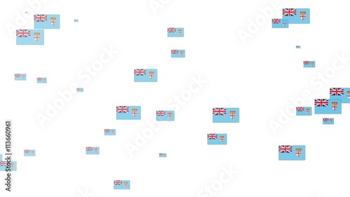 Isolated moving Fiji heart flag particles on white background. Flags of  Fiji. Fiji national flags.