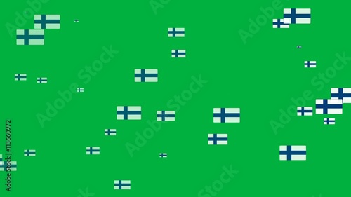 Isolated moving Finland heart flag particles on white background. Flags of  Finland. Finland national flags.