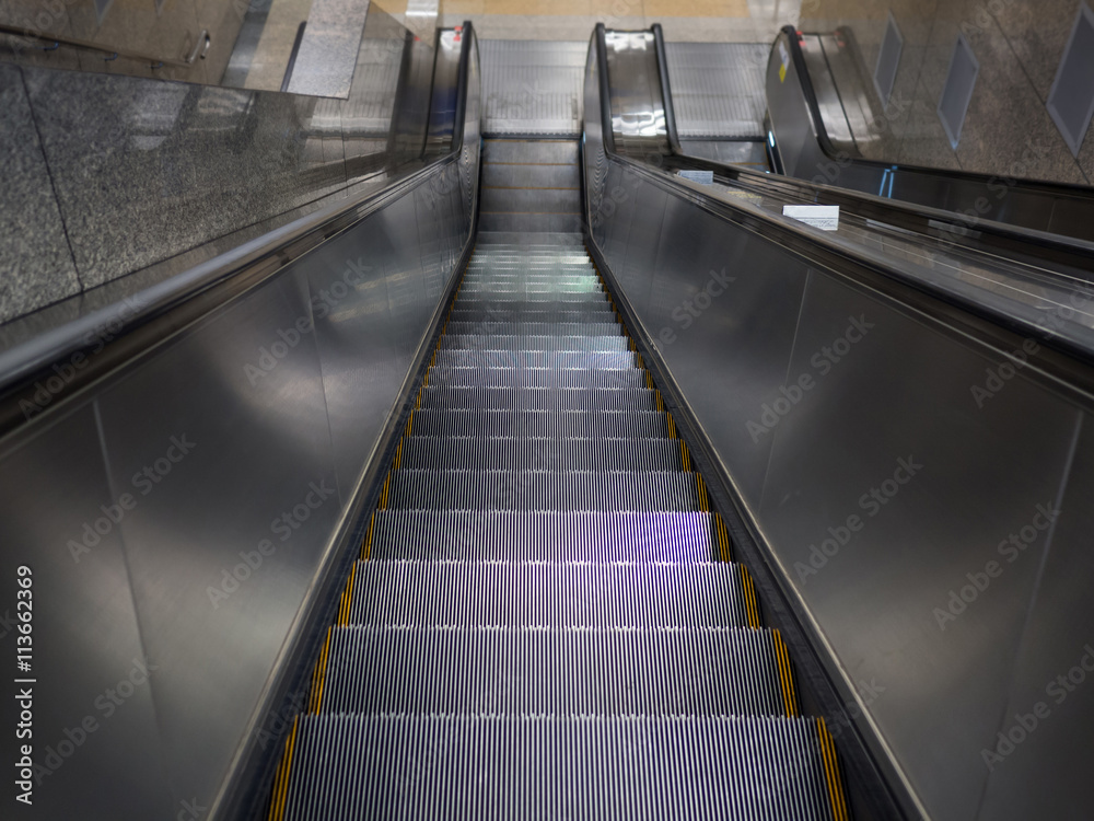 down escalator view down escalator view
