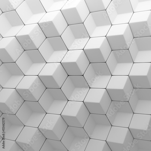 White abstract cubes backdrop. 3d rendering geometric polygons