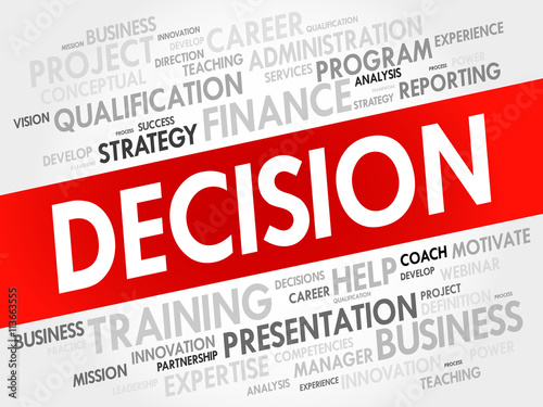 Decision word cloud, business concept