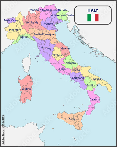 Political Map of Italy with Names