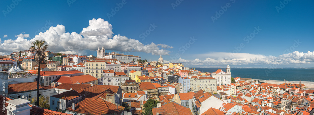 Panoramic view of central Lisbon, Portugal