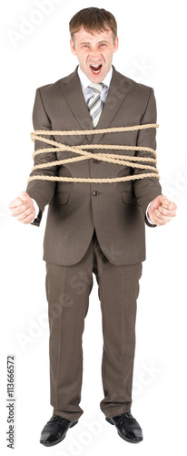 Photography Businessman tied with rope