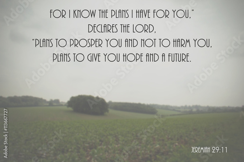 Inspirational verse from the bible on a blurred background