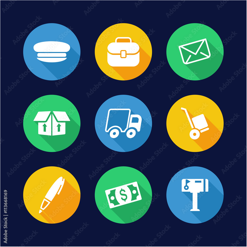 Fototapeta premium Mail Man Icons Flat Design Circle