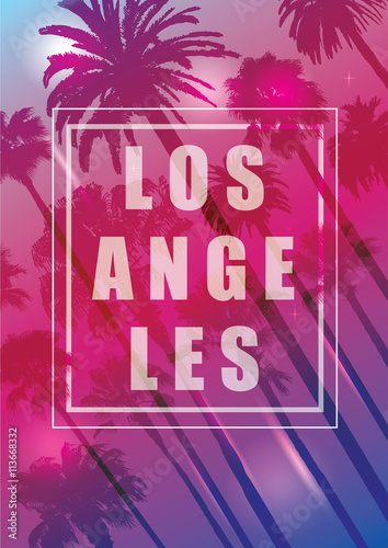 Exotic Travel Background with Palm Trees for Los Angeles, California. 