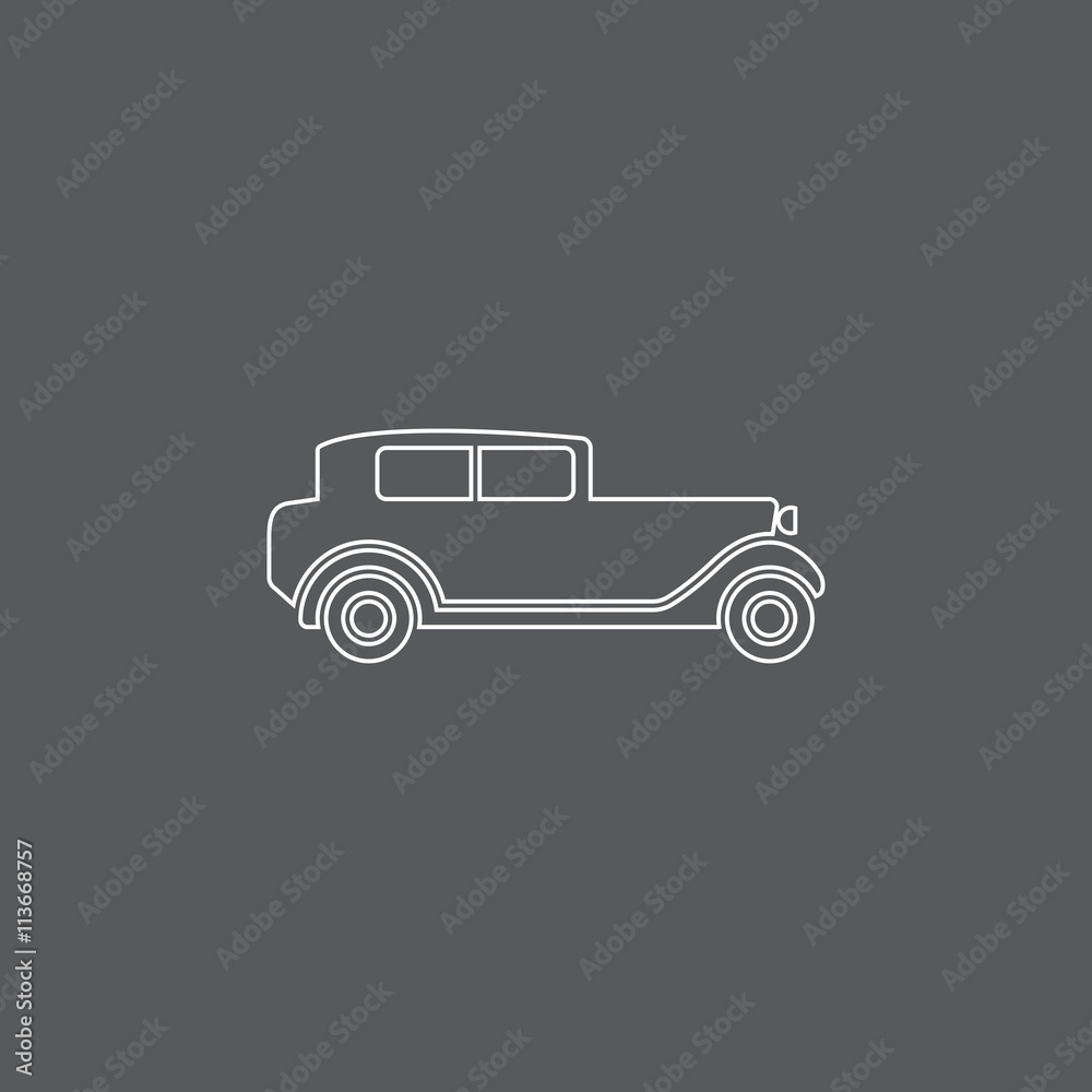 Retro car icon, ultra thin line icon