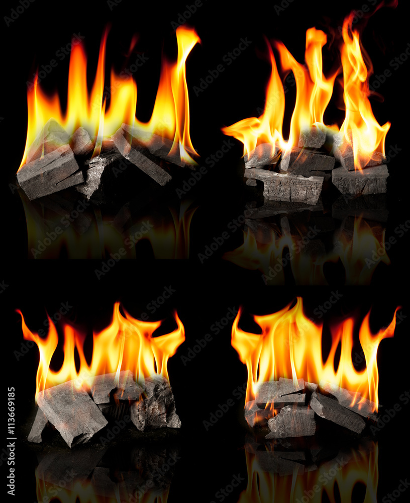 Collection of Hot Charcoal with fire,dark background Collection of Hot Charcoal with fire,dark background