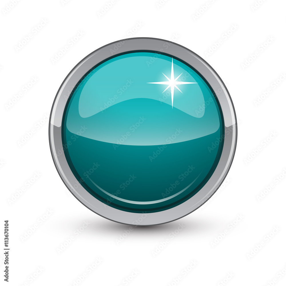teal button with metallic elements teal button with metallic elements