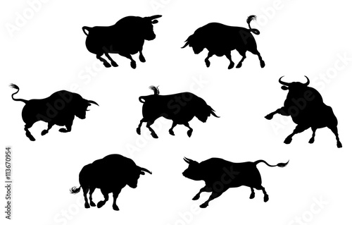 Detailed Bull Silhouettes