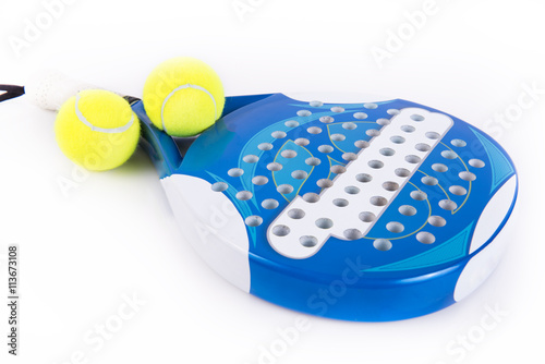 White and blue racket paddle