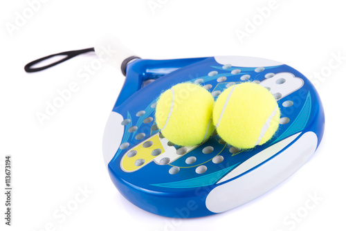 White and blue racket paddle