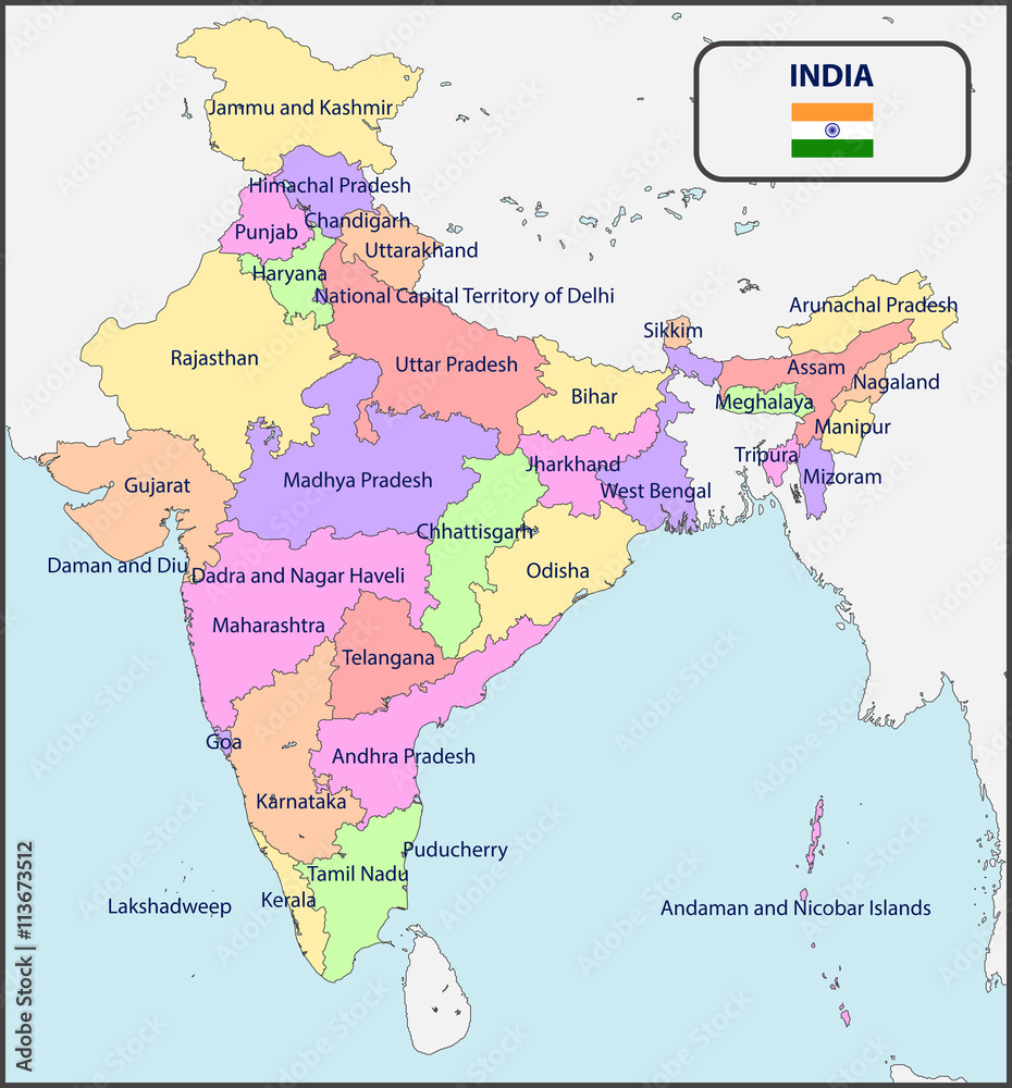 Political Map of India with Names