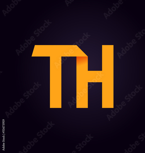 TH Two letter composition for initial, logo or signature.