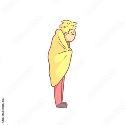 Blond Guy Standing Wrapped In Blanket