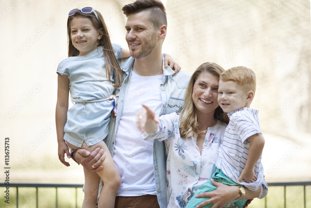 Happy family spending day outdoors Happy family spending day outdoors