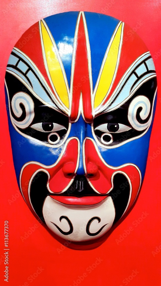 Chinese Traditional Opera Mask on red background Chinese Traditional Opera Mask on red background