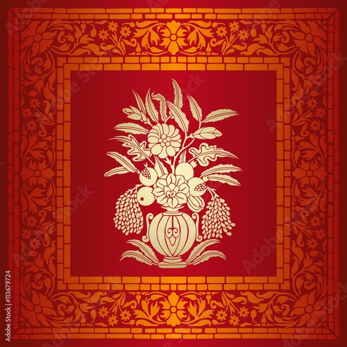 wedding card design, paisley floral pattern , India