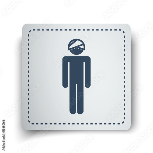 Black Head icon on white sticker