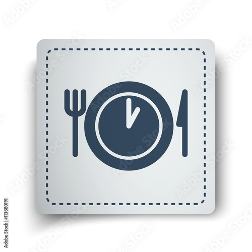 Black Lunch Time icon on white sticker