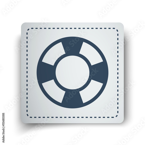 Black Life Buoy icon on white sticker
