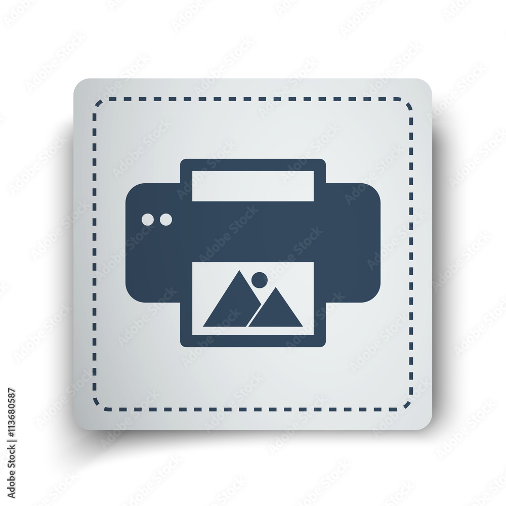 Black Photo Printing icon on white sticker Black Photo Printing icon on white sticker