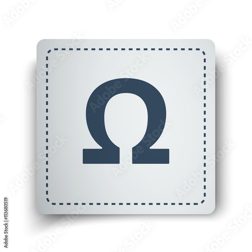 Black Omega icon on white sticker