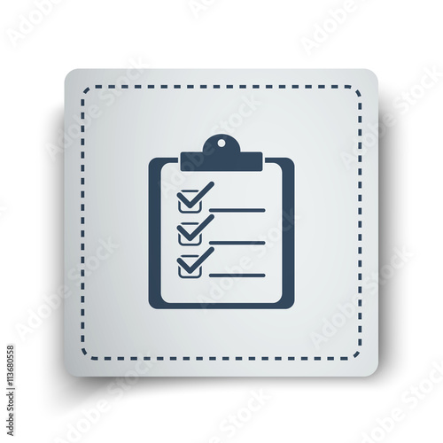 Black Clipboard Checklist icon on white sticker