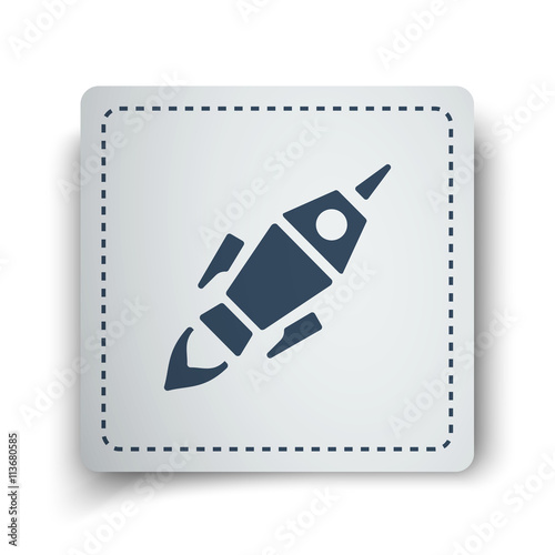 Black Rocket Launch icon on white sticker