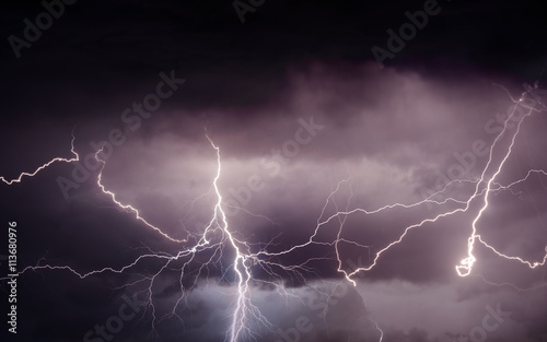 Heavy summer storm bringing thunder, lightnings and rain