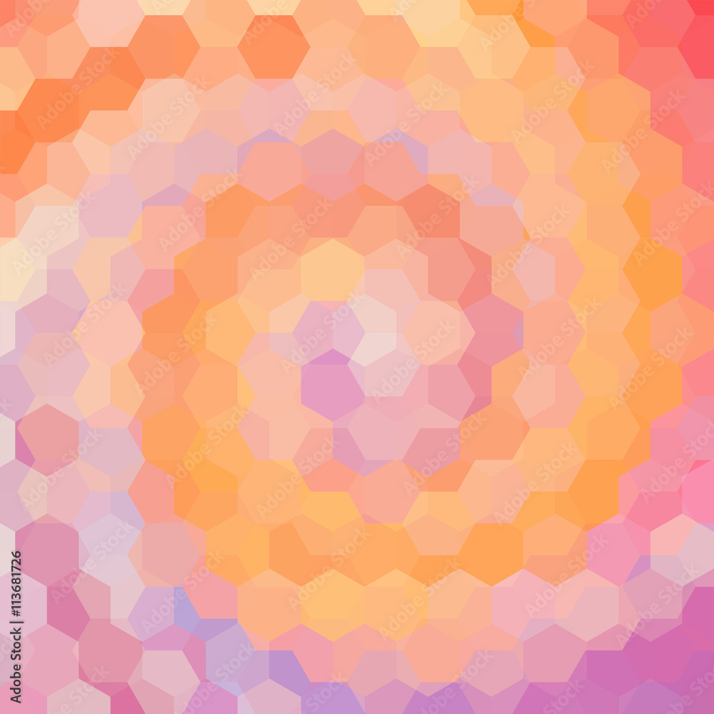 Fototapeta premium abstract background consisting of yellow, orange, pink hexagons