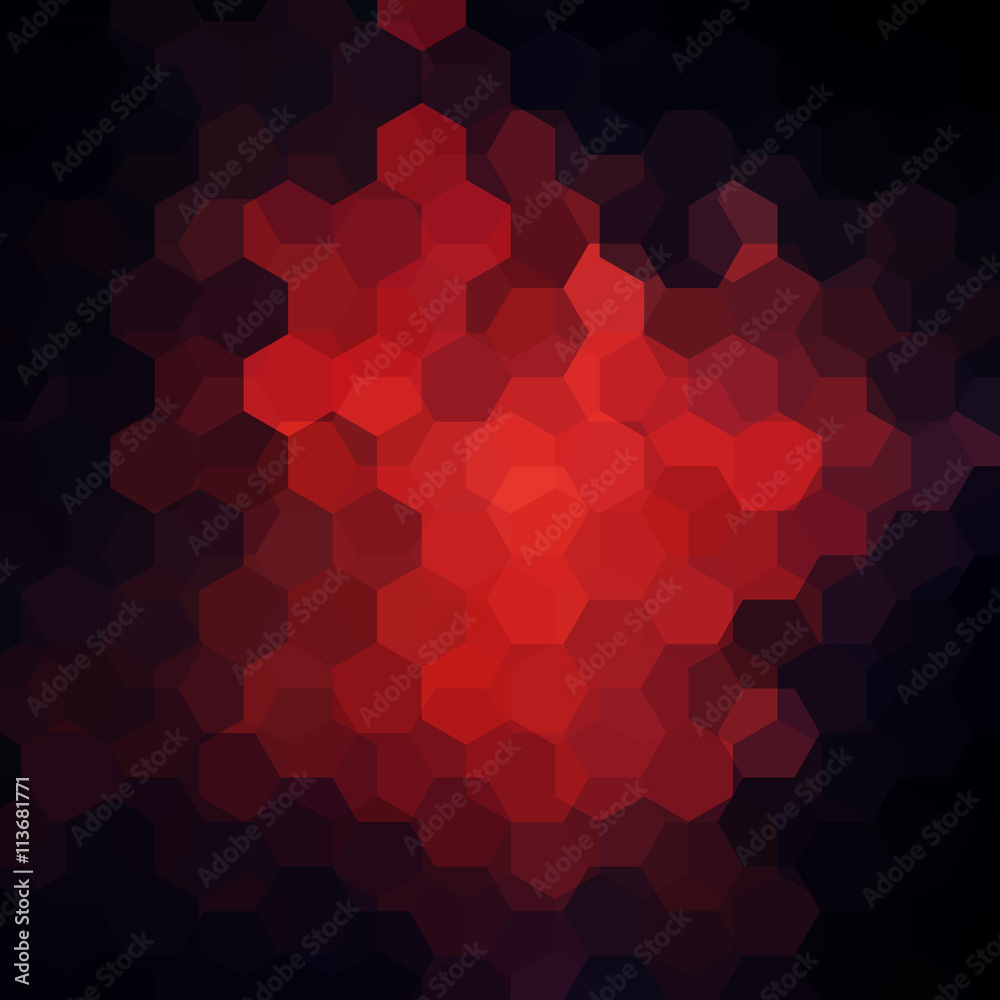 abstract background consisting of red, black  hexagons